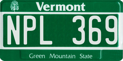 VT license plate NPL369