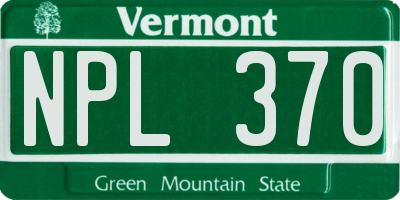 VT license plate NPL370