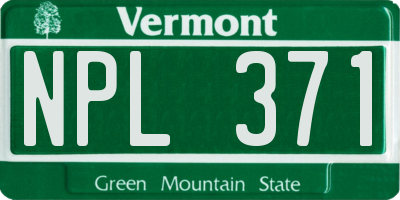 VT license plate NPL371