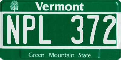 VT license plate NPL372