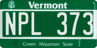 VT license plate NPL373