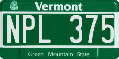 VT license plate NPL375