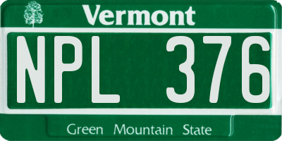 VT license plate NPL376