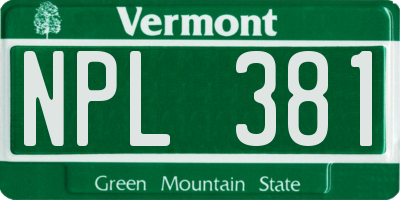 VT license plate NPL381