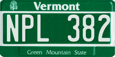 VT license plate NPL382