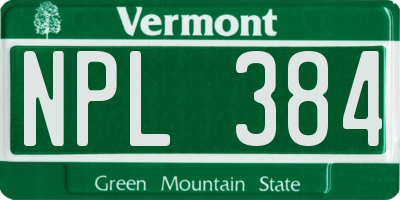 VT license plate NPL384
