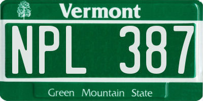 VT license plate NPL387