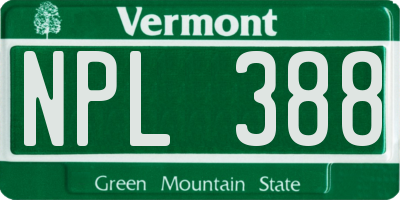 VT license plate NPL388