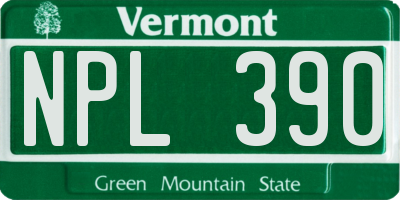 VT license plate NPL390