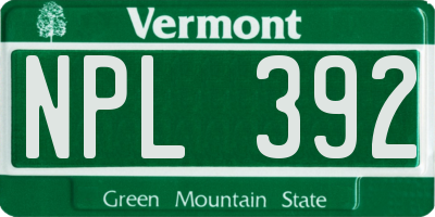 VT license plate NPL392