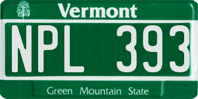 VT license plate NPL393