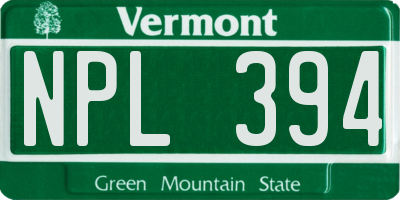 VT license plate NPL394