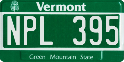 VT license plate NPL395