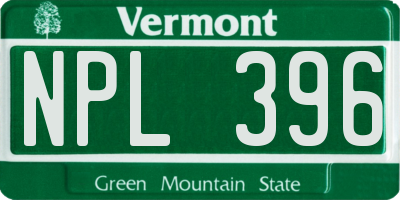 VT license plate NPL396