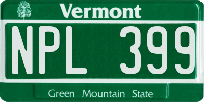 VT license plate NPL399