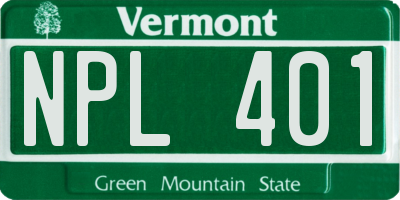VT license plate NPL401