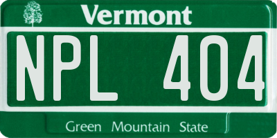 VT license plate NPL404