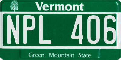 VT license plate NPL406
