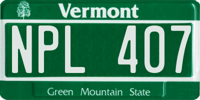 VT license plate NPL407