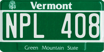 VT license plate NPL408