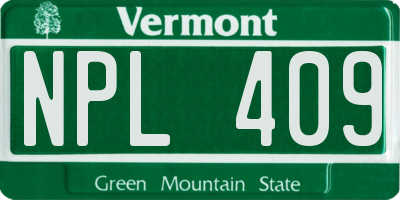 VT license plate NPL409