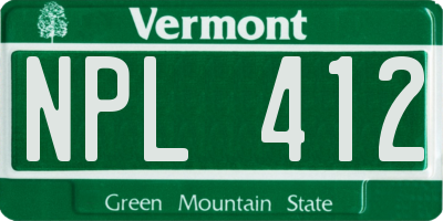 VT license plate NPL412