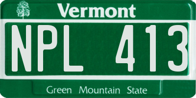 VT license plate NPL413