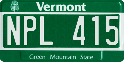 VT license plate NPL415