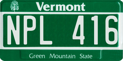 VT license plate NPL416