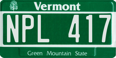 VT license plate NPL417