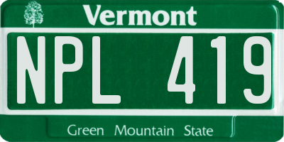 VT license plate NPL419