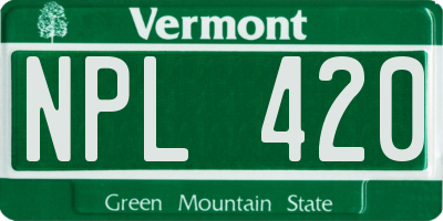 VT license plate NPL420