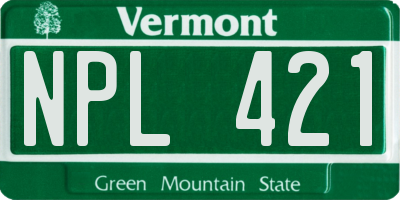 VT license plate NPL421