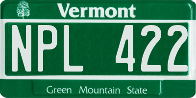 VT license plate NPL422