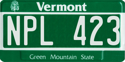 VT license plate NPL423