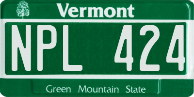 VT license plate NPL424