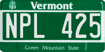 VT license plate NPL425