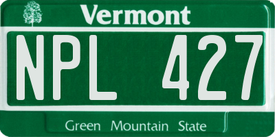 VT license plate NPL427