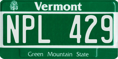VT license plate NPL429
