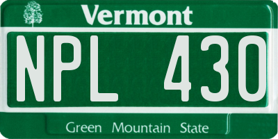 VT license plate NPL430