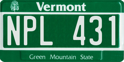VT license plate NPL431