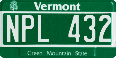 VT license plate NPL432