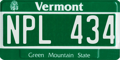 VT license plate NPL434
