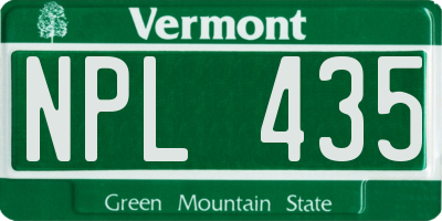 VT license plate NPL435