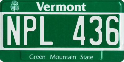 VT license plate NPL436