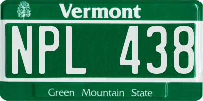 VT license plate NPL438