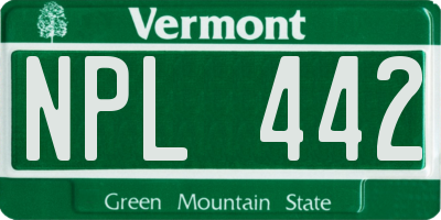 VT license plate NPL442