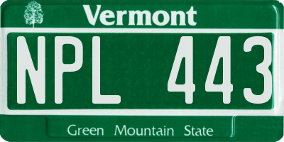 VT license plate NPL443