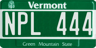 VT license plate NPL444