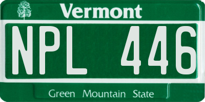 VT license plate NPL446